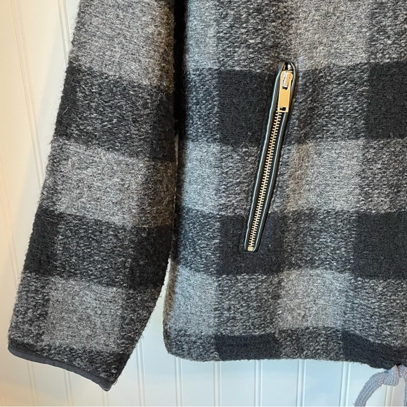 Isabel Marant Gilas Black Grey Plaid Zip Pullover 34 Wool Coat Buffalo Check - Picture 5 of 8